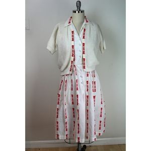 Vintage Chess Piece Shirtdress with Sweater.